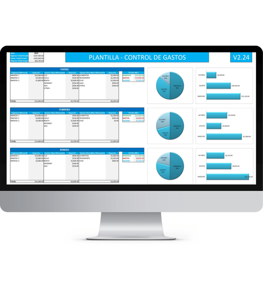 plantilla, hoja de calculo, control de gastos